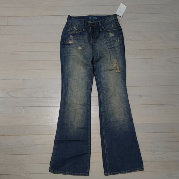 Sacred Blue jeans made in Los Angeles wiskered dark blue color size 26 NWT # 102 - Picture 2 of 9